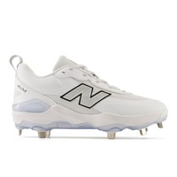 New Balance Womens Velo V5 Metal Cleats, White/Light Blue