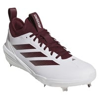 adidas Mens Adizero Impact 2.0 Metal Baseball Cleats, White/Maroon