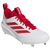 adidas Mens Adizero Impact 2.0 Metal Baseball Cleats, White/Red