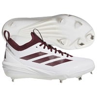 adidas Mens Adizero Impact 2.0 Metal Baseball Cleats, White/Maroon