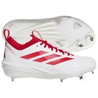 adidas Mens Adizero Impact 2.0 Metal Baseball Cleats, White/Red