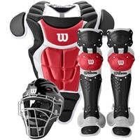 WILSON C200 YOUTH 3-PIECE CATCHERS GEAR SET, Black/Scarlet