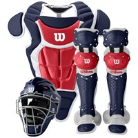 WILSON C200 YOUTH 3-PIECE CATCHERS GEAR SET, Navy/Scarlet