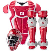 WILSON C200 YOUTH 3-PIECE CATCHERS GEAR SET, Scarlet
