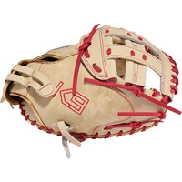 Rawlings Heart of the Hide Kinzie Hansen Gameday 33in Fastpitch Catchers Glove, Camel/Red