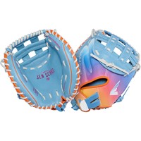Easton Jen Schro Elite 33in Fastpitch Catchers Glove, Light Blue/White