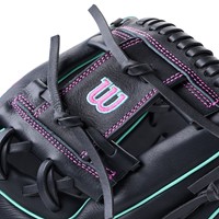 Wilson A700 Pedroia Fit 11.25in Baseball Glove, Black/Pink