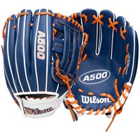 Wilson Youth A500 10.5in Baseball Glove, Navy/White