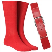 TCK Adult/Youth Belt & Sock Baseball and Softball Combo, Scarlet