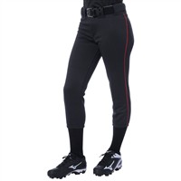 Mizuno Women's Select Belted Piped Fastpitch Softball Pants, Black/Red