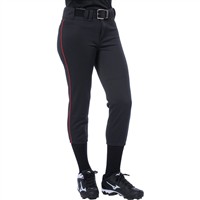 Mizuno Women's Select Belted Piped Fastpitch Softball Pants, Black/Red