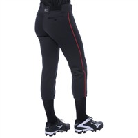 Mizuno Women's Select Belted Piped Fastpitch Softball Pants, Black/Red