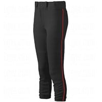Mizuno Women's Select Belted Piped Fastpitch Softball Pants, Black/Red