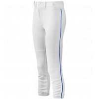 Mizuno Women's Select Belted Piped Fastpitch Softball Pants, White/Royal