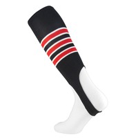TCK Striped Stirrup Baseball and Softball Socks, Black/Scarlet
