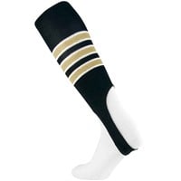 TCK Striped Stirrup Baseball and Softball Socks, Black/Vegas Gold