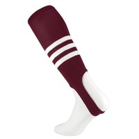 TCK Striped Stirrup Baseball and Softball Socks, Maroon/White