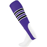 TCK Striped Stirrup Baseball and Softball Socks, Purple/Black