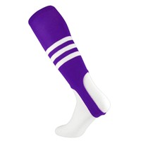 TCK Striped Stirrup Baseball and Softball Socks, Purple/White
