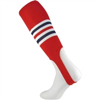TCK Striped Stirrup Baseball and Softball Socks, Scarlet/Navy