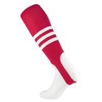 TCK Striped Stirrup Baseball and Softball Socks, Scarlet/White