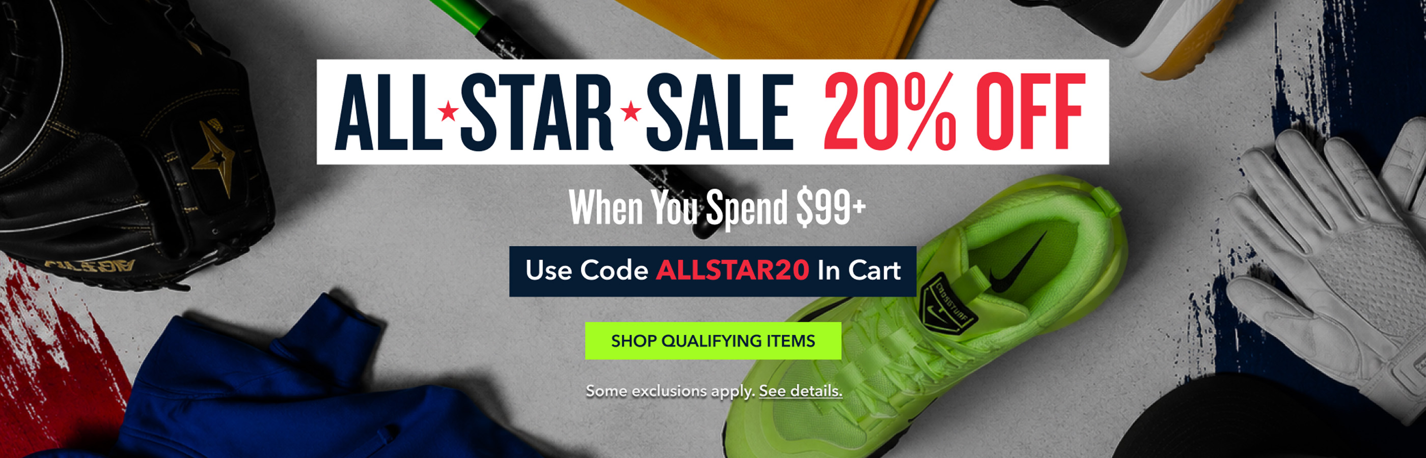 Stock up & save ALL STAR  SALE 20% OFF  When You Spend $99+ Use Code ALLSTAR20 In Cart shop qualifying items Some exclusions apply. See details.