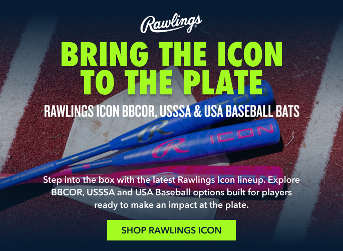 Bring the icon to the plate Rawlings Icon BBCOR, USSSA & USA Baseball Bats Step into the box with the latest Rawlings Icon lineup. Explore BBCOR, USSSA and USA Baseball options built for players ready to make an impact at the plate. SHOP RAWLINGS ICON